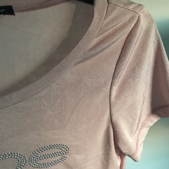 Bebe Baby Pink Rhinestone Logo TeeSize XS - Picture 5 of 6